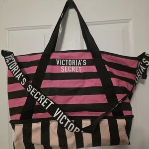 Victoria's Secret Pink and Black Striped Tote